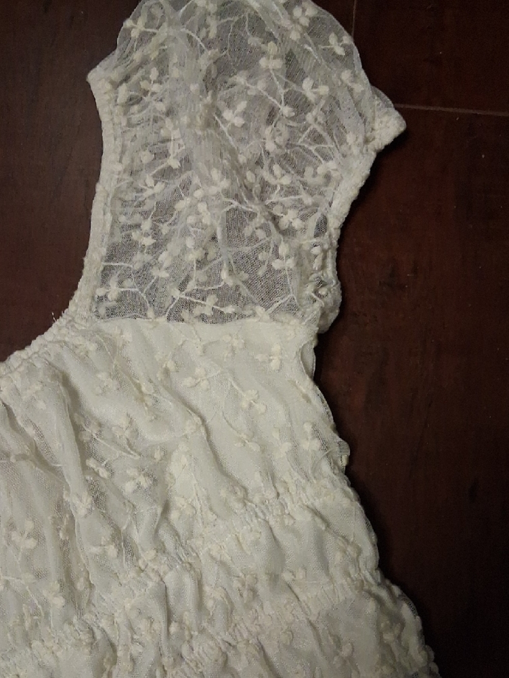 Japna White Floral Lace Puff Sleeve Cropped Top - Picture 7 of 7